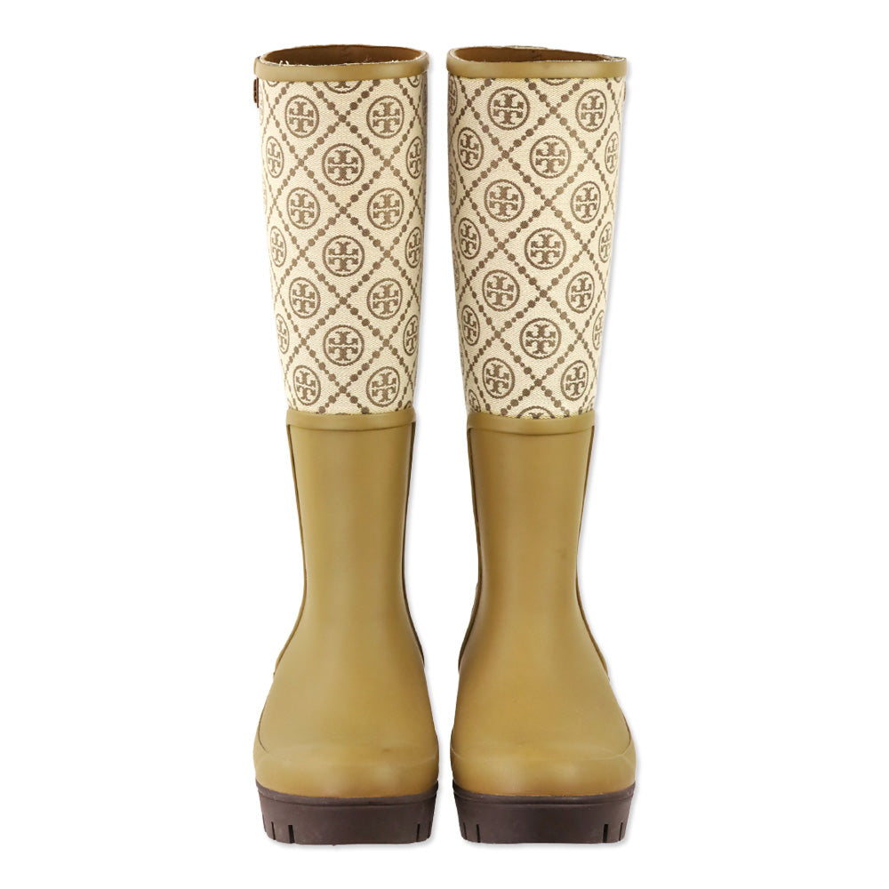 Tory Burch Olive T Monogram Hurricane Tall Boots
