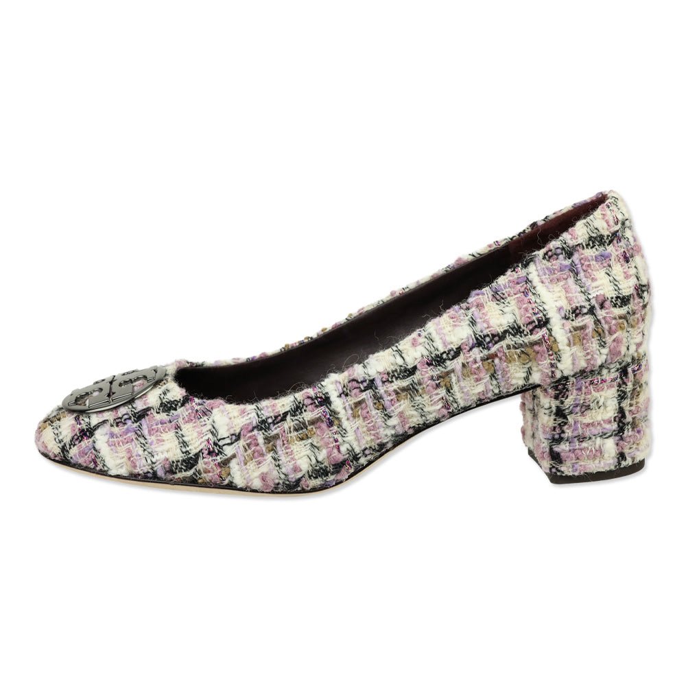 Tory Burch Purple/White Chelsea 50 Tweed Pump