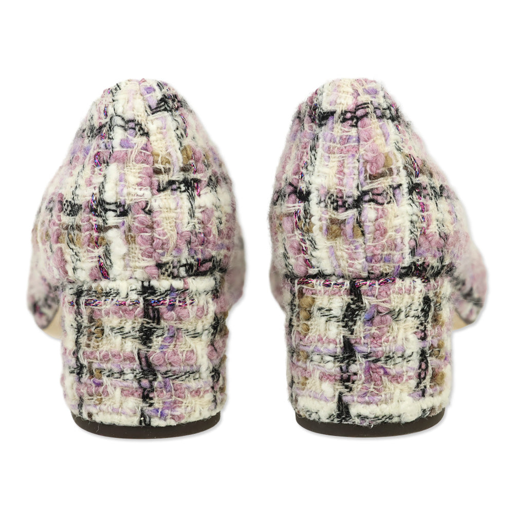 Tory Burch Purple/White Chelsea 50 Tweed Pump