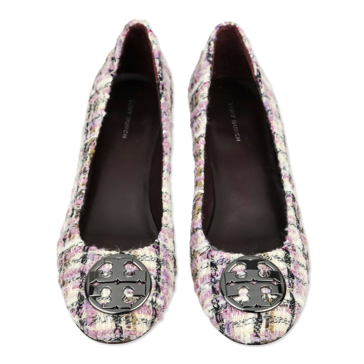 Tory Burch Purple/White Chelsea 50 Tweed Pump