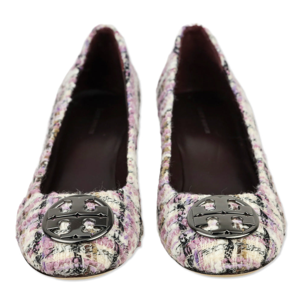 Tory Burch Purple/White Chelsea 50 Tweed Pump