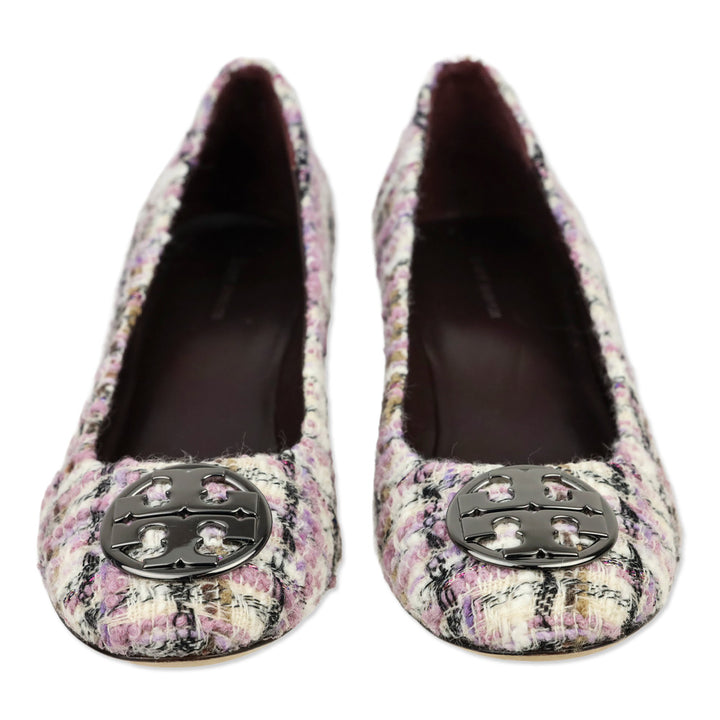 Tory Burch Purple/White Chelsea 50 Tweed Pump