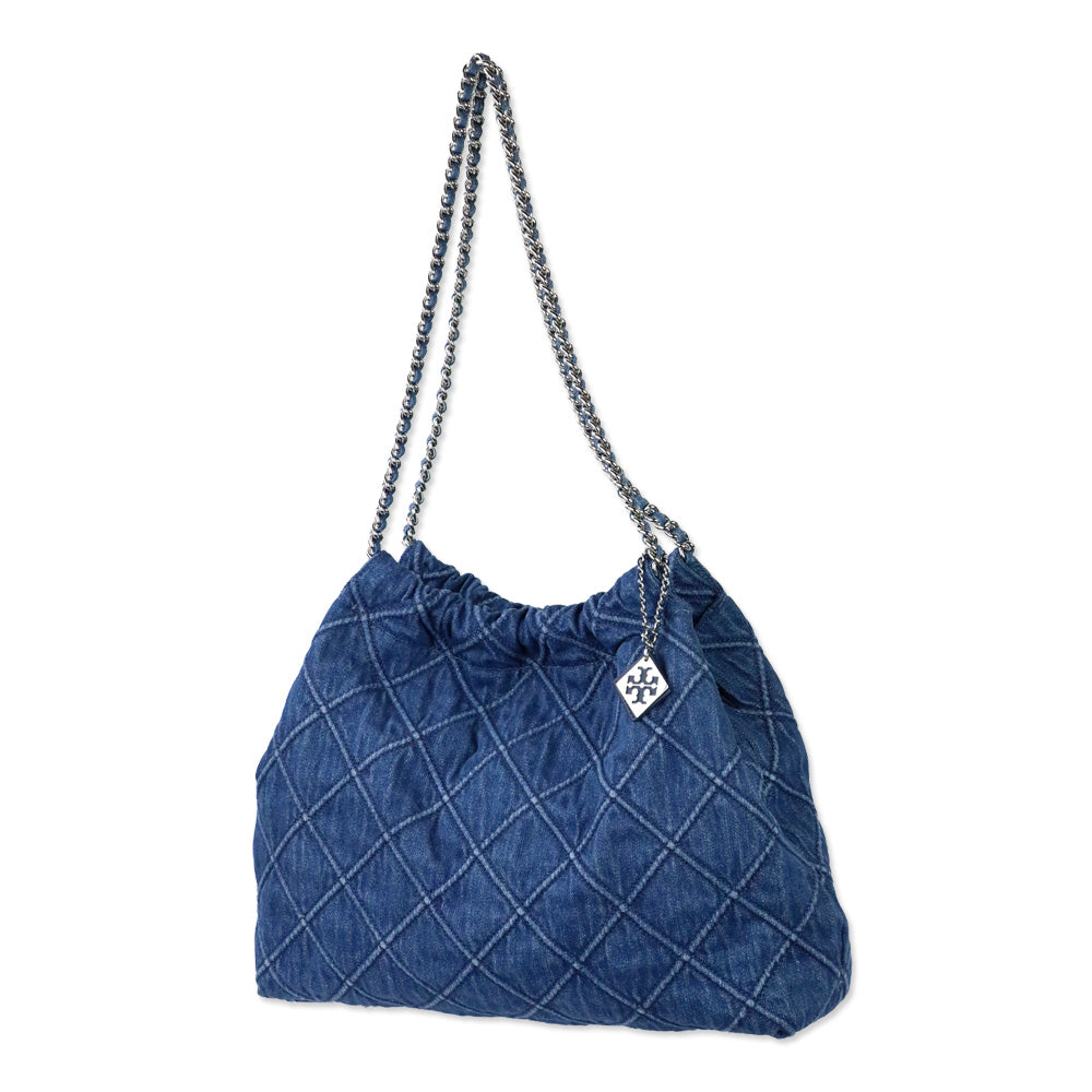 Tory Burch Quilted Denim Fleming Hobo Bag