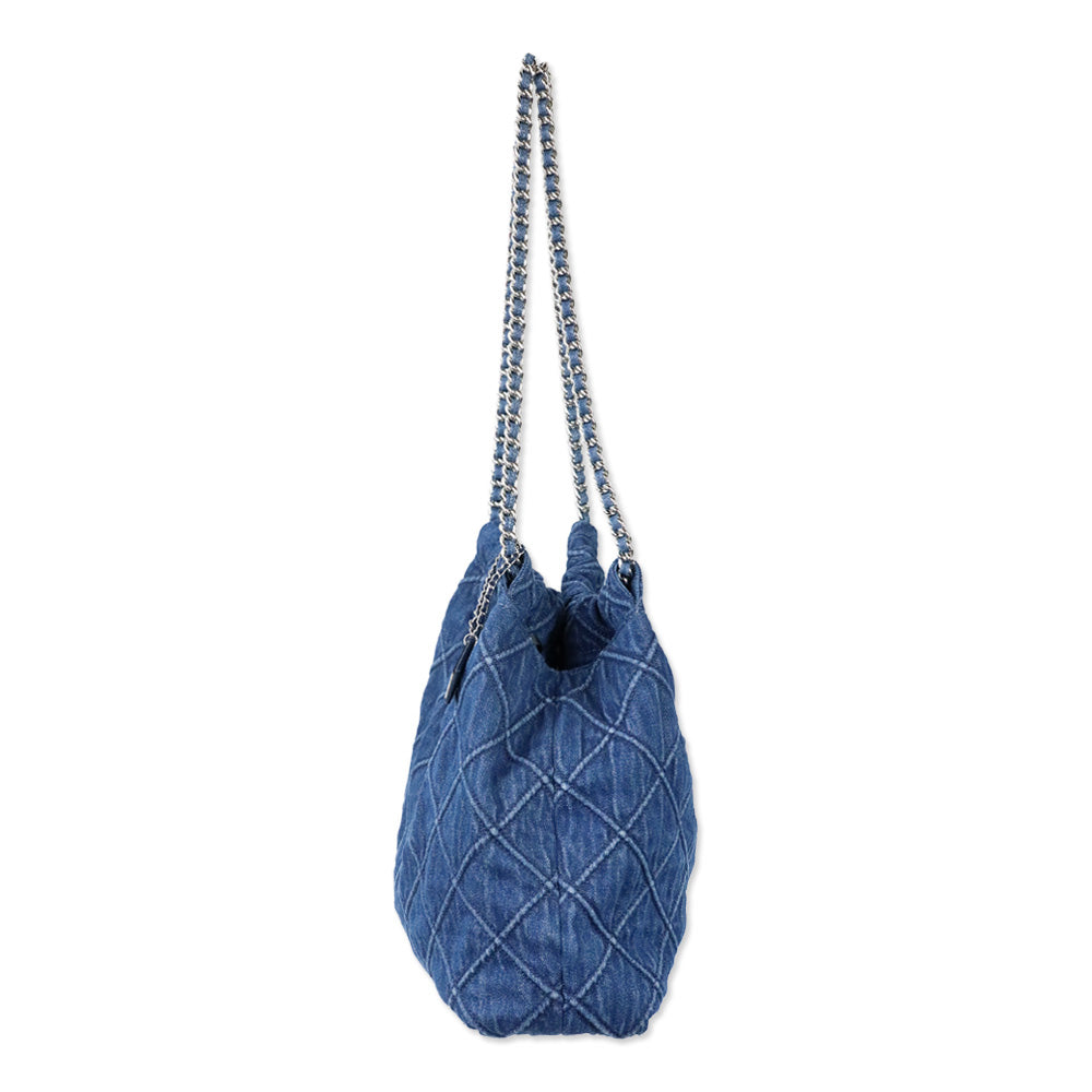 Tory Burch Quilted Denim Fleming Hobo Bag
