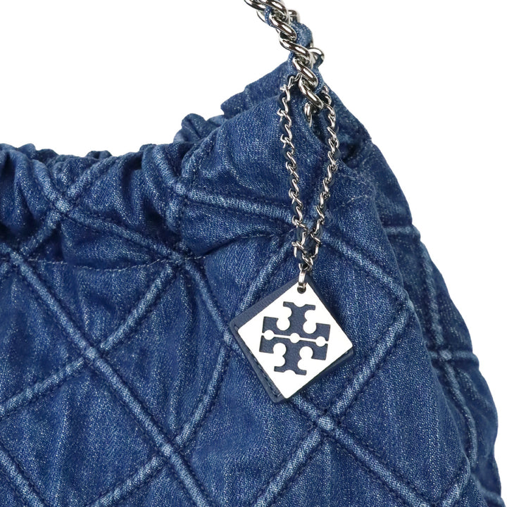 Tory Burch Quilted Denim Fleming Hobo Bag