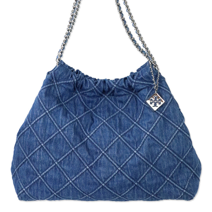 Tory Burch Quilted Denim Fleming Hobo Bag