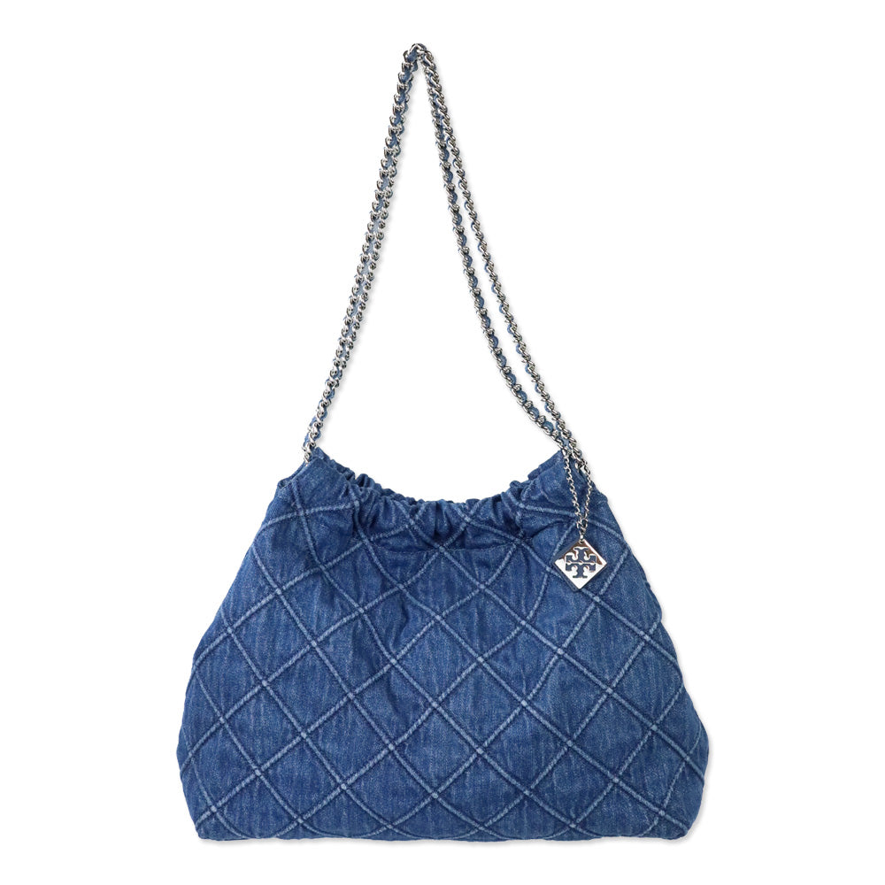 Tory Burch Quilted Denim Fleming Hobo Bag