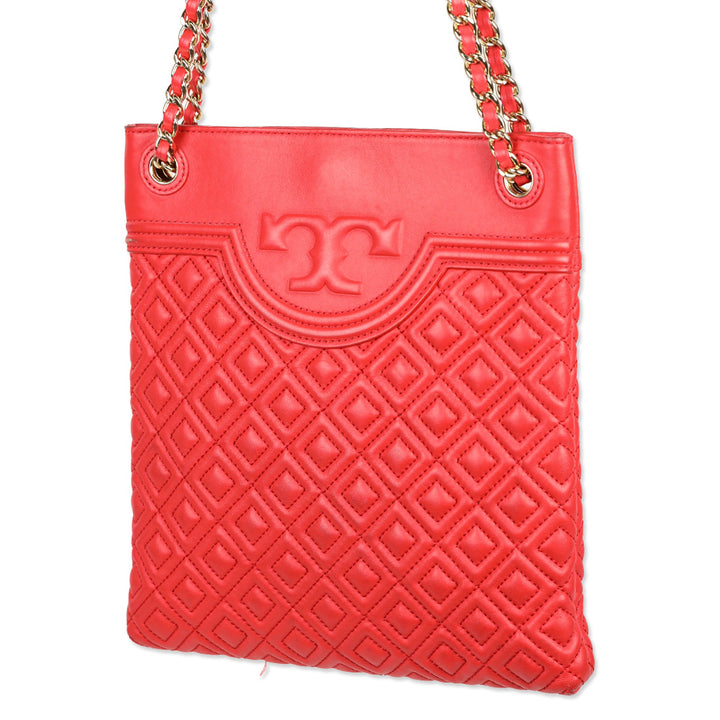 Tory Burch Red Fleming Quilted Leather Swingback Bag