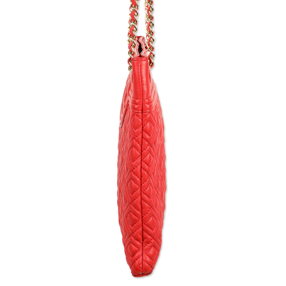 Tory Burch Red Fleming Quilted Leather Swingback Bag