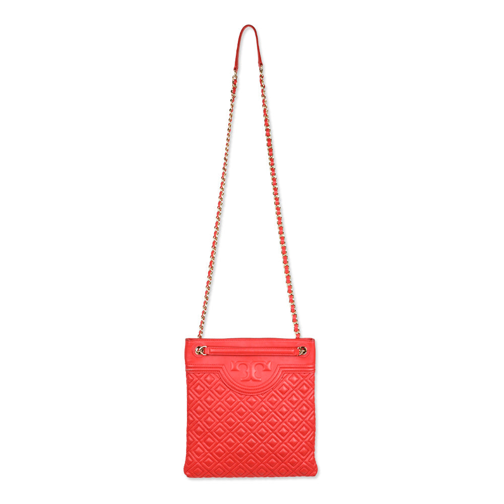 Tory Burch Red Fleming Quilted Leather Swingback Bag