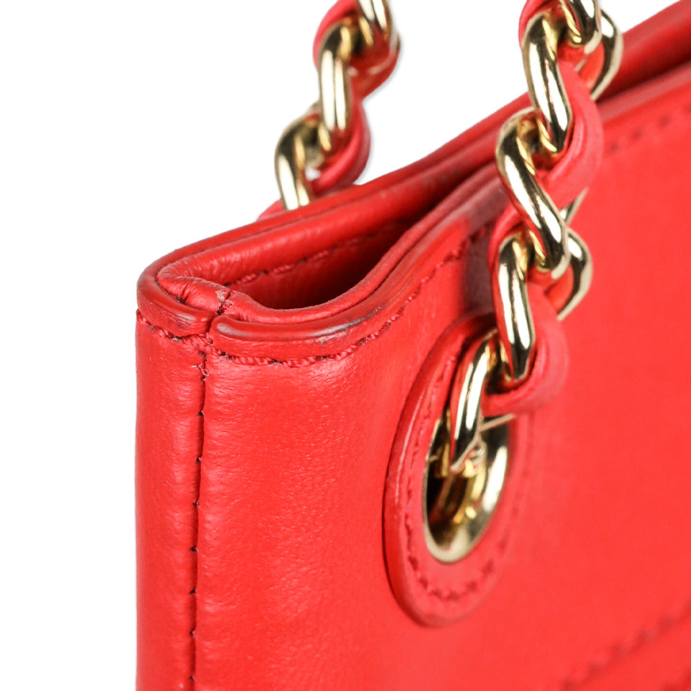 Tory Burch Red Fleming Quilted Leather Swingback Bag