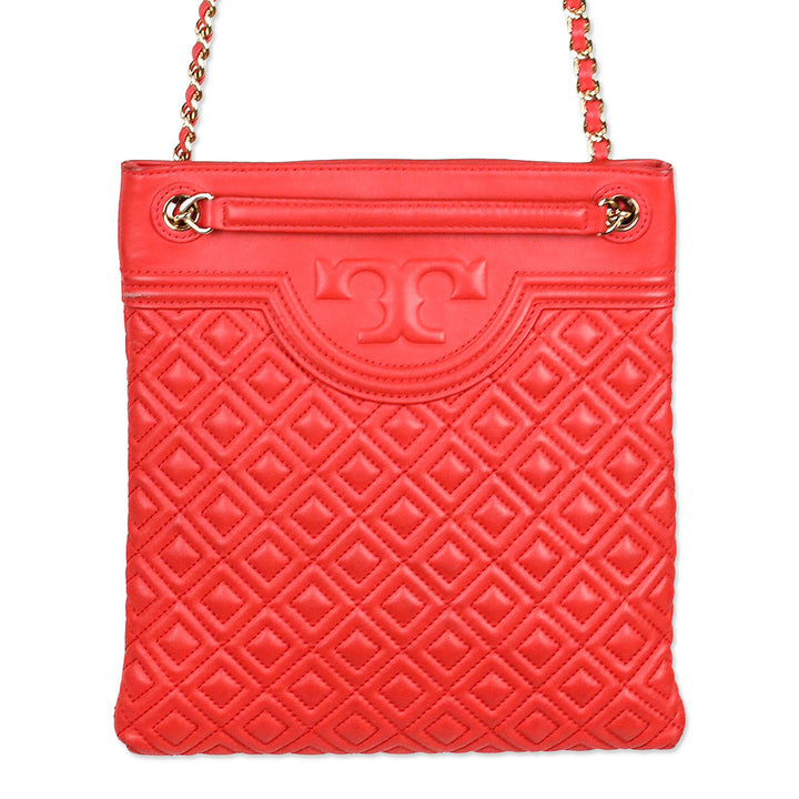 Tory Burch Red Fleming Quilted Leather Swingback Bag