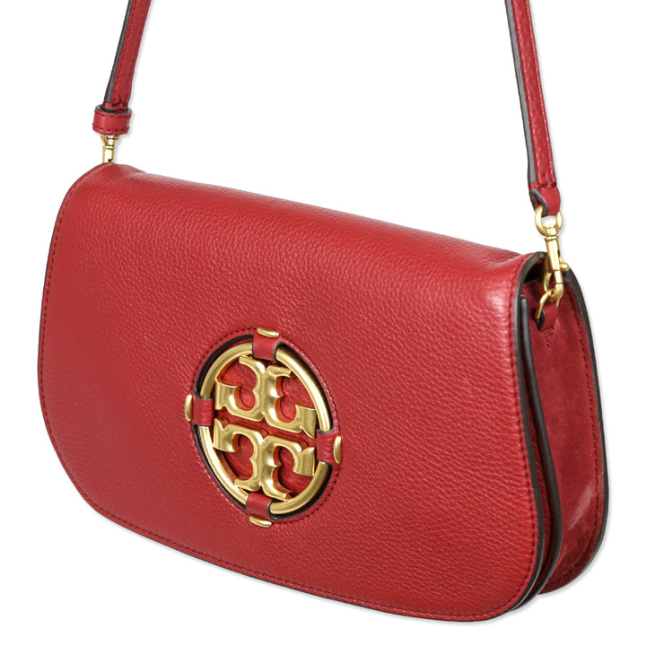 Tory Burch Red Leather Miller Small Convertible Shoulder Bag