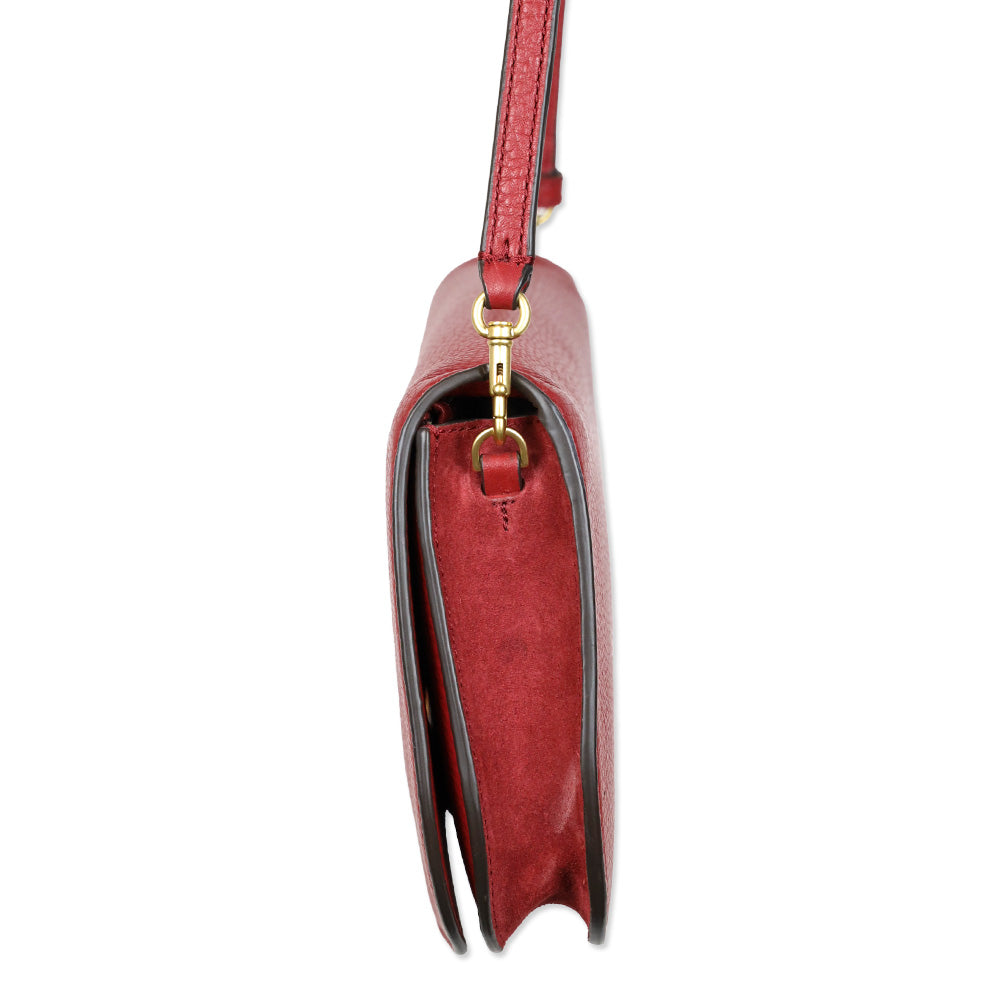 Tory Burch Red Leather Miller Small Convertible Shoulder Bag