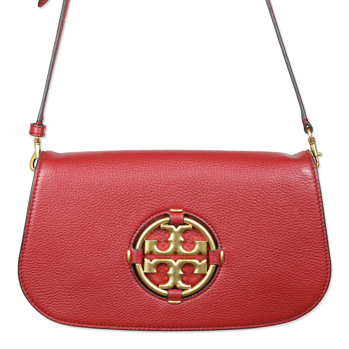 Tory Burch Red Leather Miller Small Convertible Shoulder Bag
