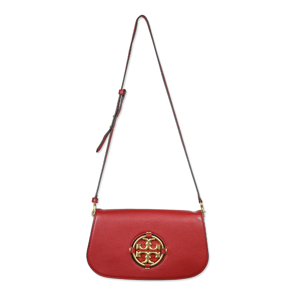 Tory Burch Red Leather Miller Small Convertible Shoulder Bag