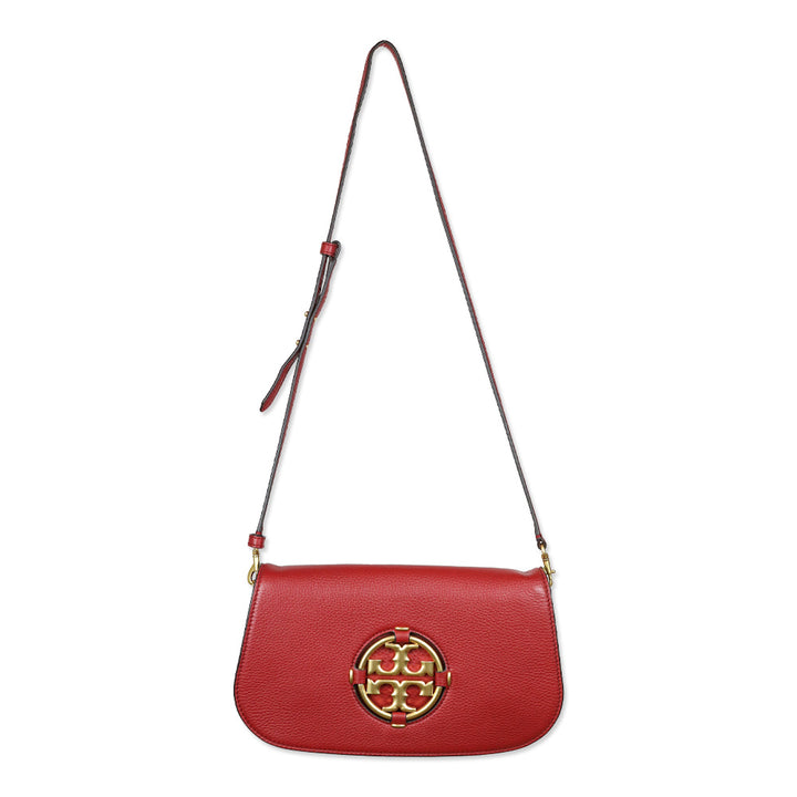 Tory Burch Red Leather Miller Small Convertible Shoulder Bag