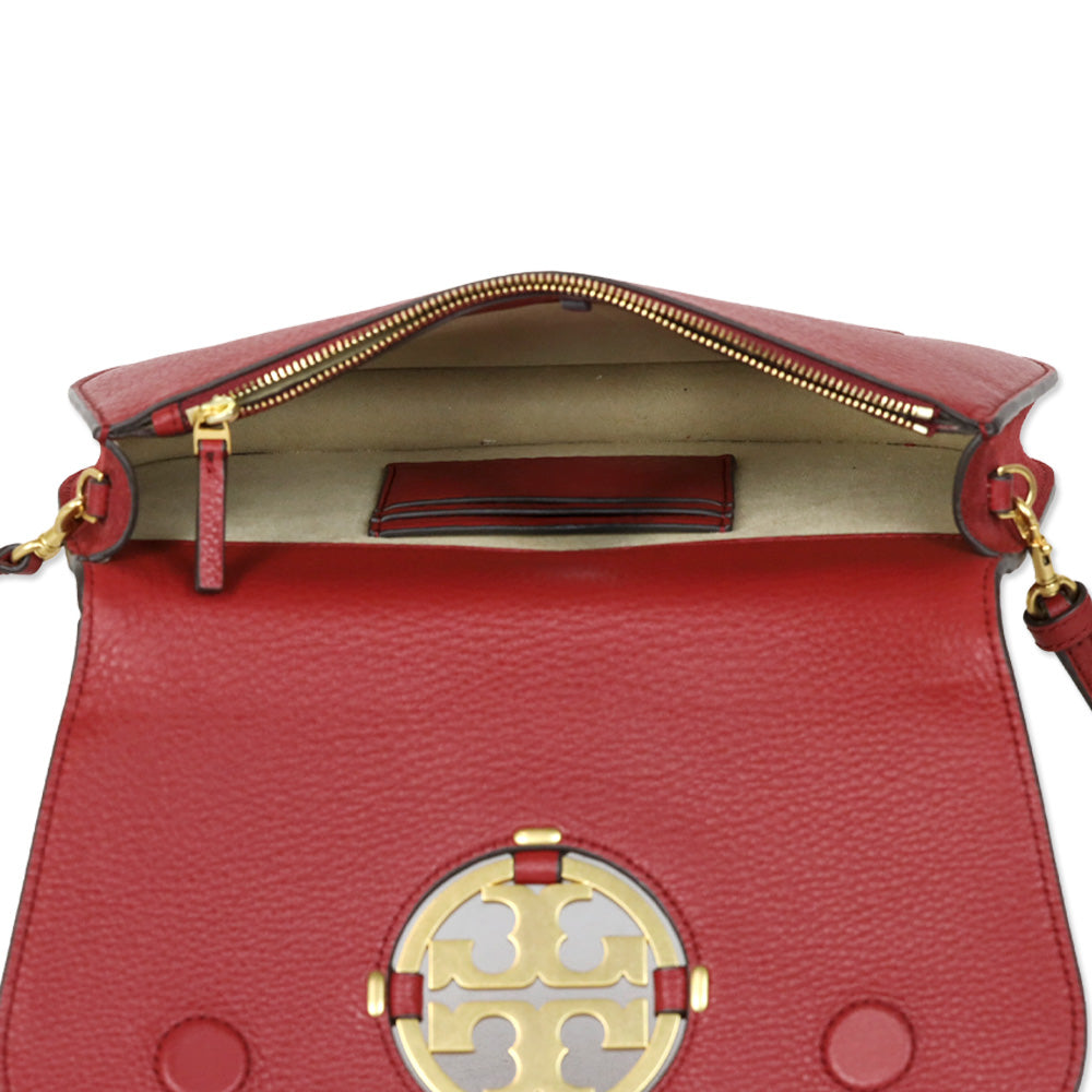 Tory Burch Red Leather Miller Small Convertible Shoulder Bag
