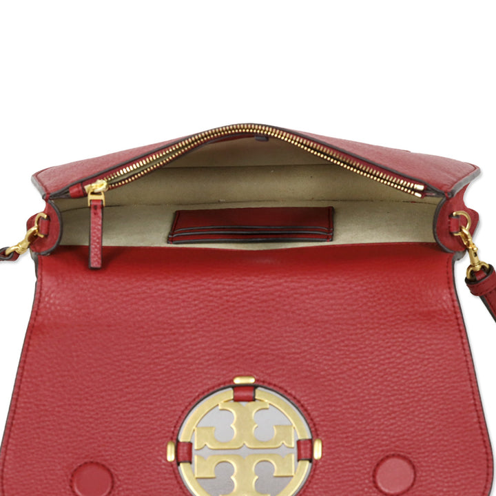 Tory Burch Red Leather Miller Small Convertible Shoulder Bag
