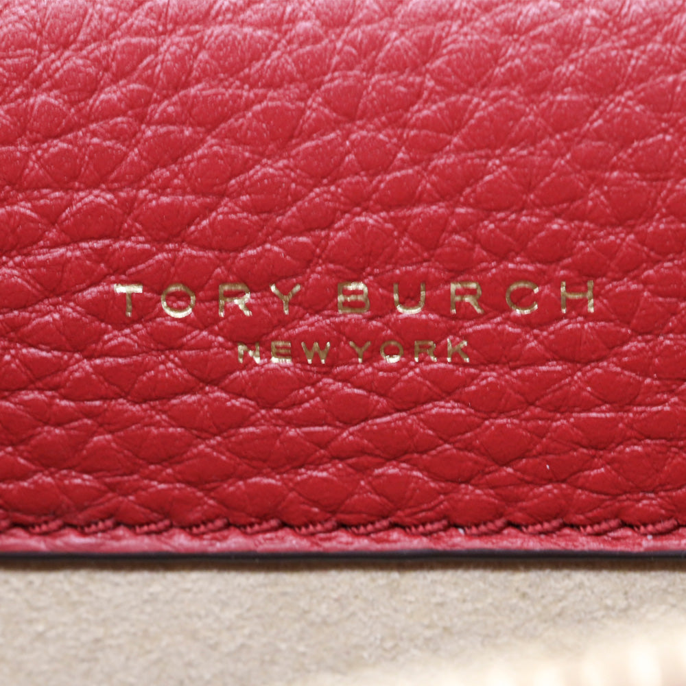 Tory Burch Red Leather Miller Small Convertible Shoulder Bag
