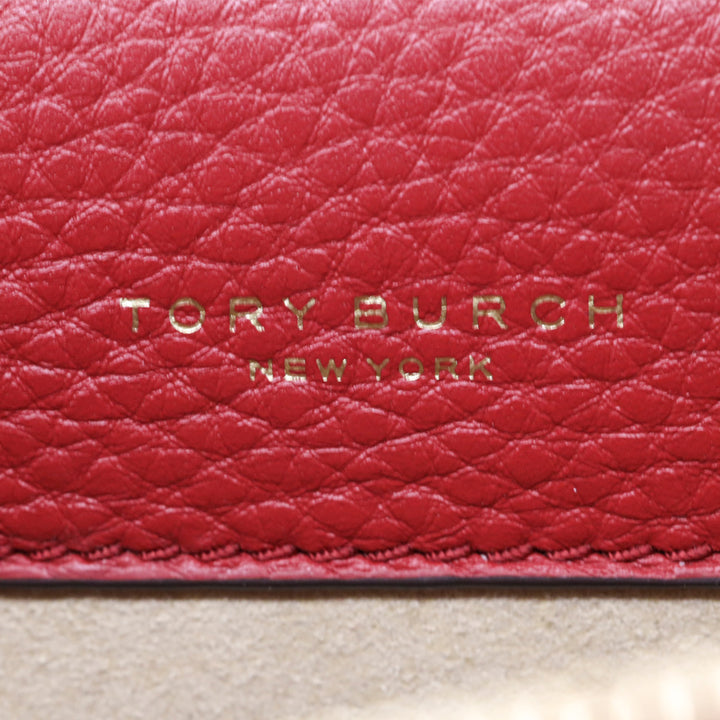 Tory Burch Red Leather Miller Small Convertible Shoulder Bag