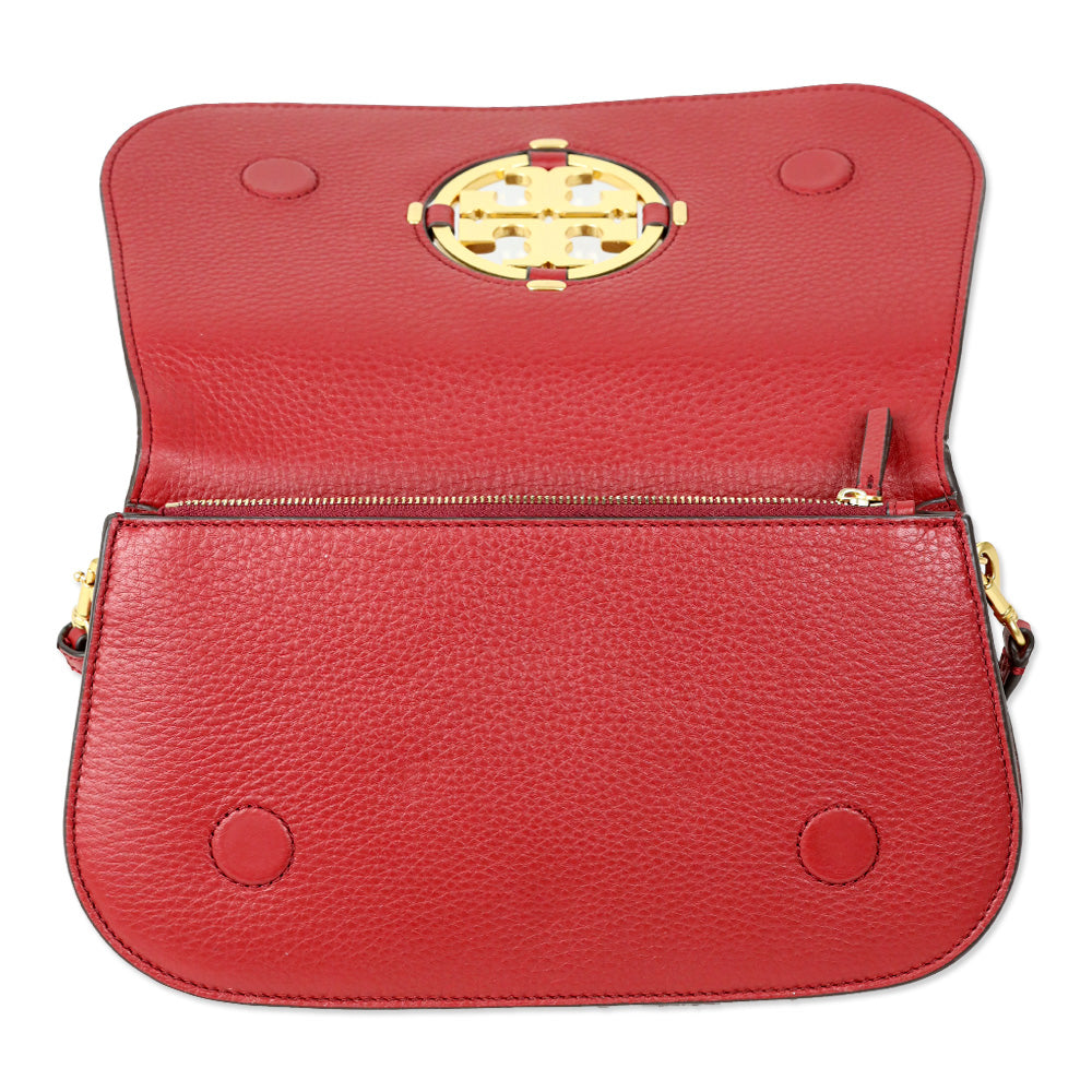 Tory Burch Red Leather Miller Small Convertible Shoulder Bag
