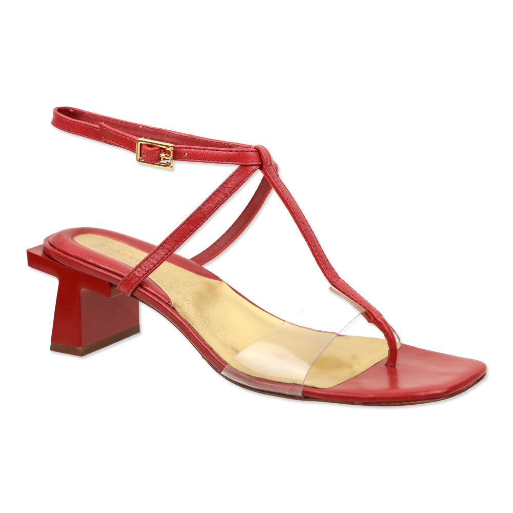 Tory Burch Red Leather Strappy Lucite Heel Sandal
