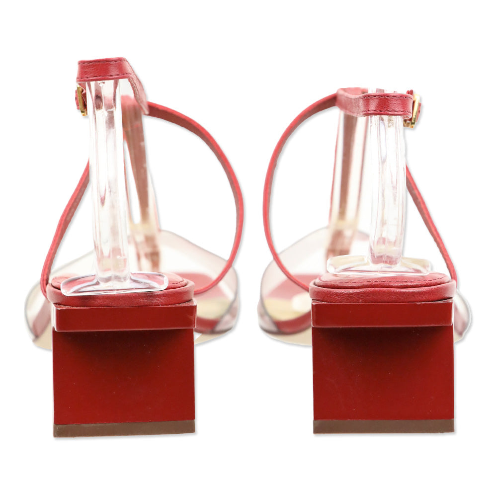 Tory Burch Red Leather Strappy Lucite Heel Sandal