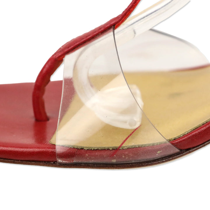 Tory Burch Red Leather Strappy Lucite Heel Sandal