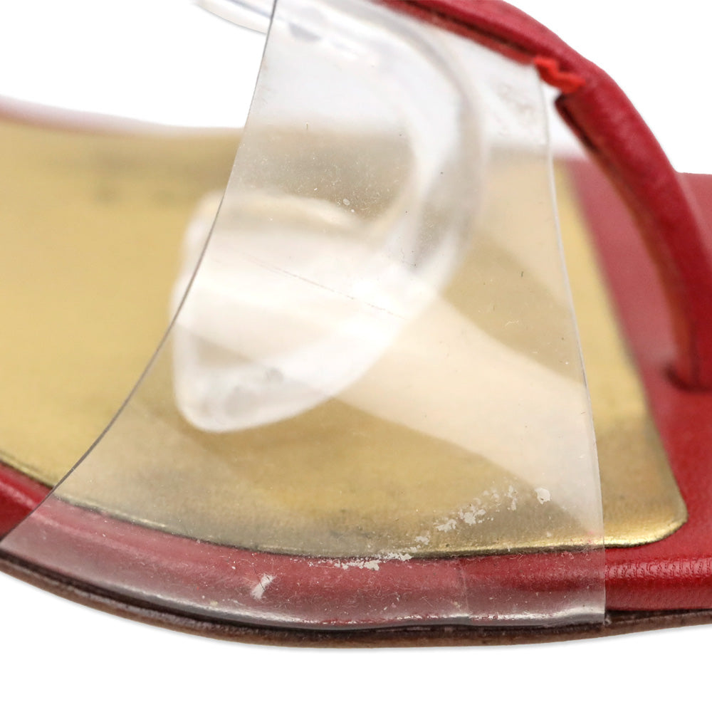 Tory Burch Red Leather Strappy Lucite Heel Sandal