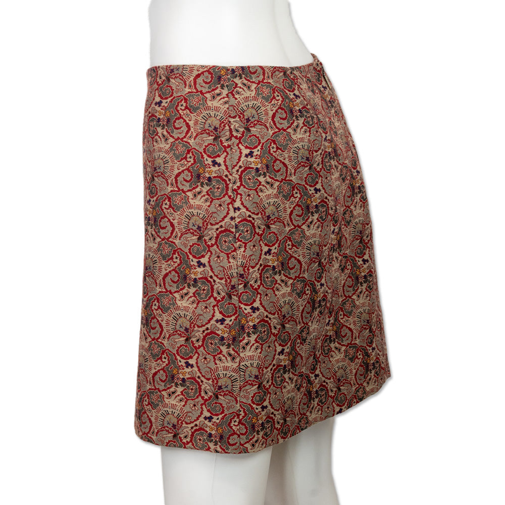 Tory Burch Red Paisley Print Mini Skirt