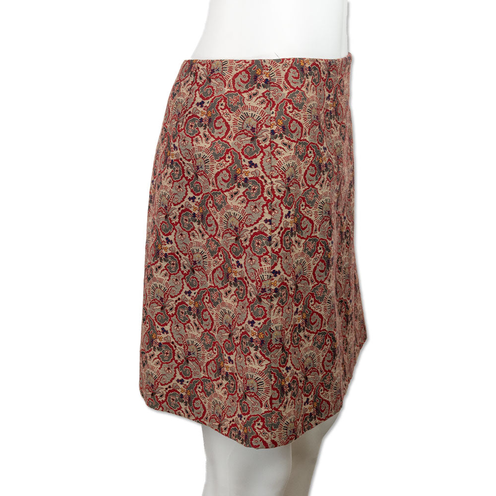 Tory Burch Red Paisley Print Mini Skirt