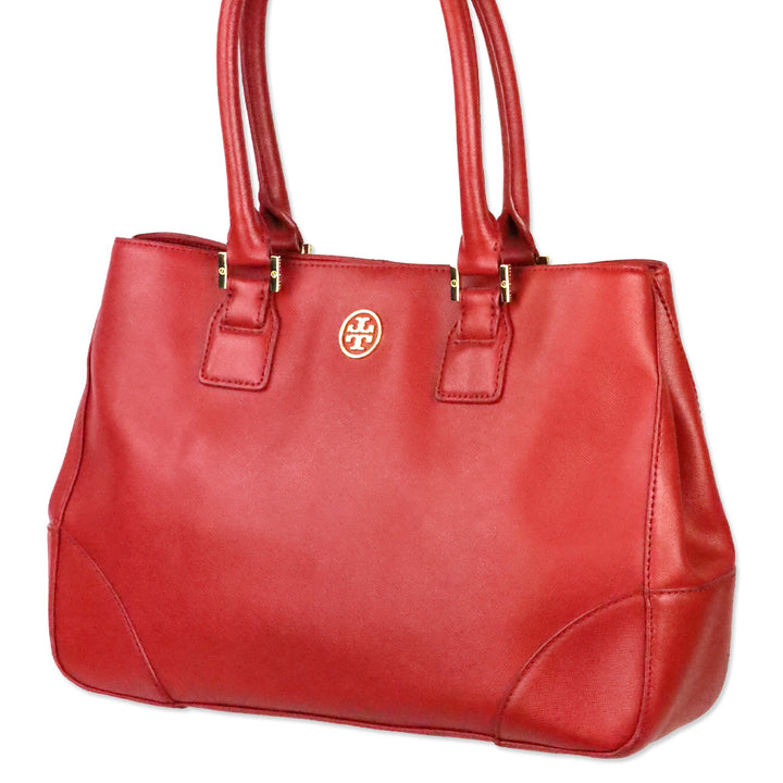 Tory Burch Red Saffiano Leather Robinson Tote