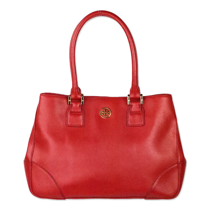 Tory Burch Red Saffiano Leather Robinson Tote