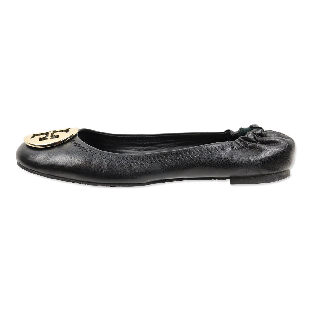 Tory Burch Reva Black Leather Ballet Flat