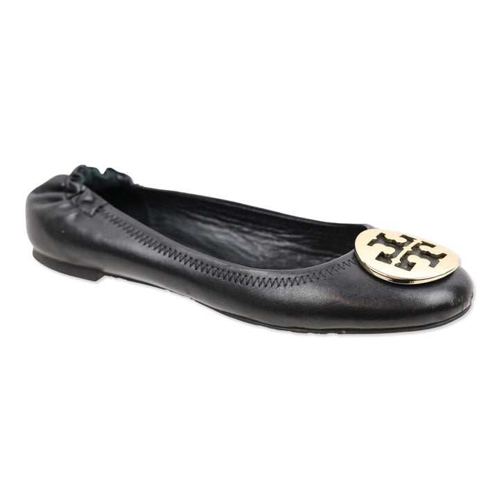 Tory Burch Reva Black Leather Ballet Flat