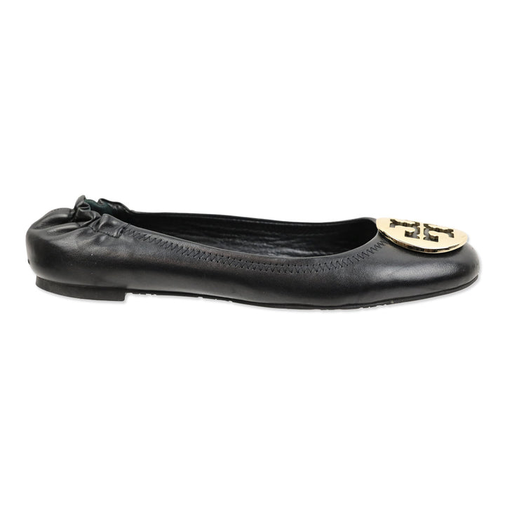 Tory Burch Reva Black Leather Ballet Flat