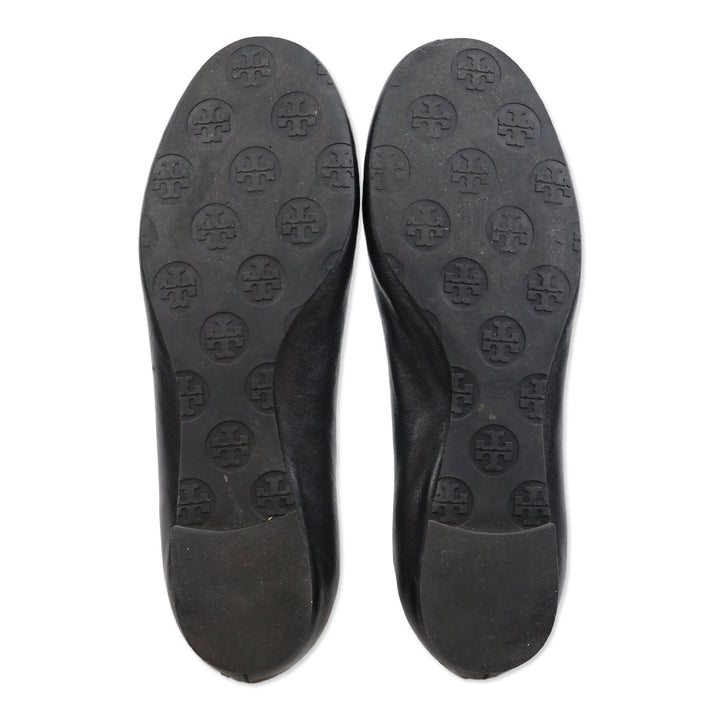 Tory Burch Reva Black Leather Ballet Flat