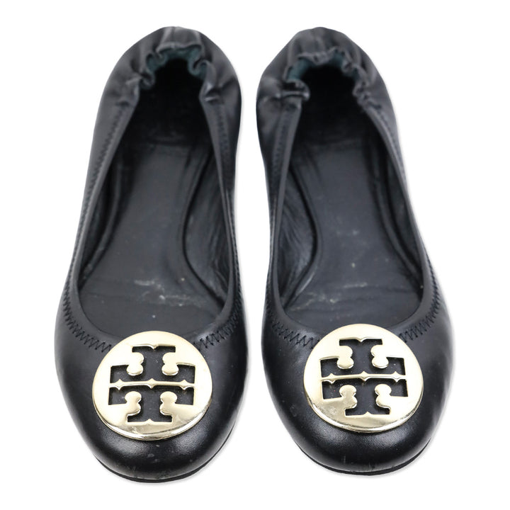Tory Burch Reva Black Leather Ballet Flat