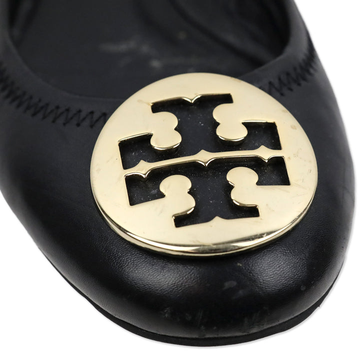 Tory Burch Reva Black Leather Ballet Flat