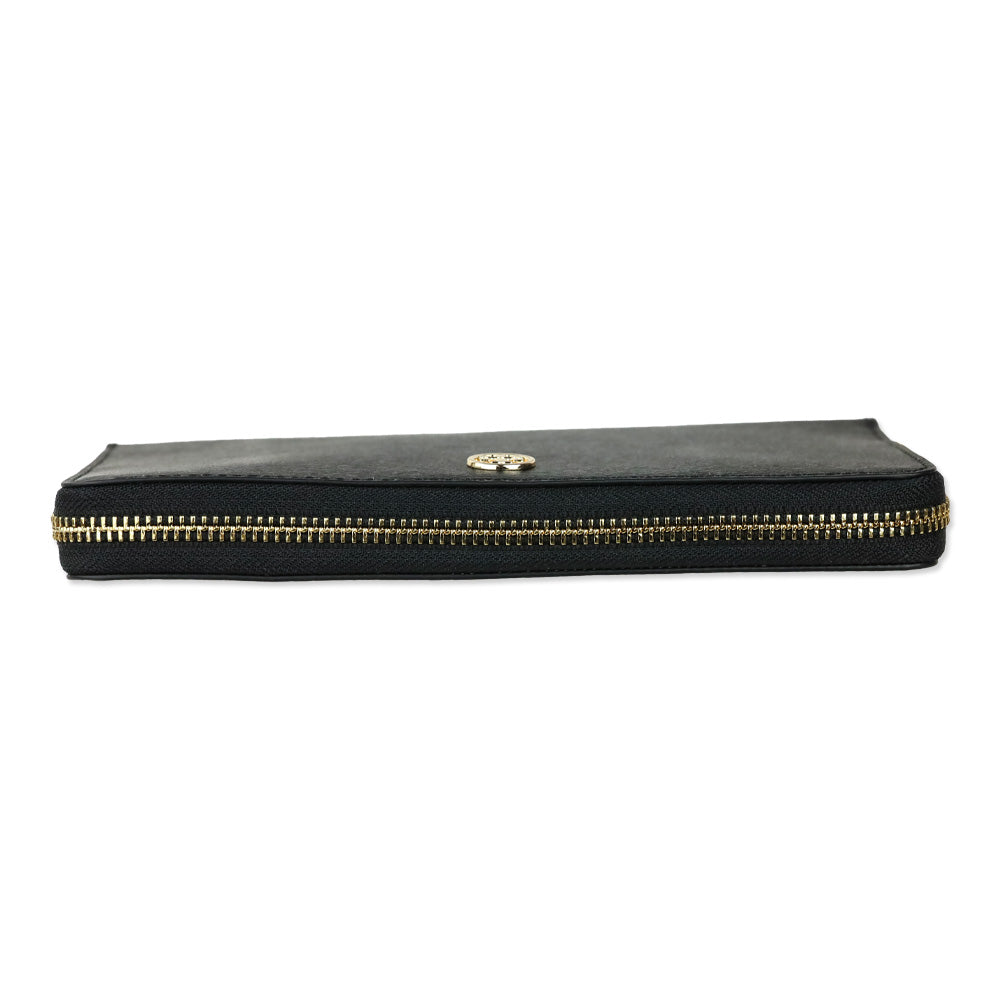 Tory Burch Robinson Black Leather Zip Continental Wallet