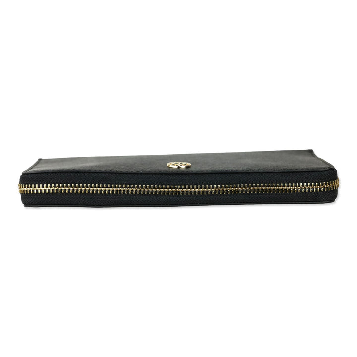 Tory Burch Robinson Black Leather Zip Continental Wallet