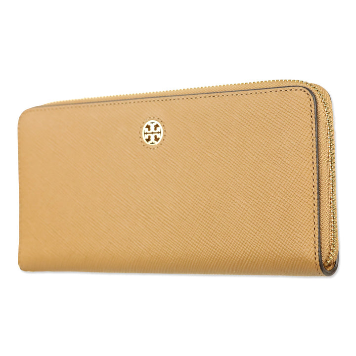 Tory Burch Robinson Tan Leather Zip Continental Wallet