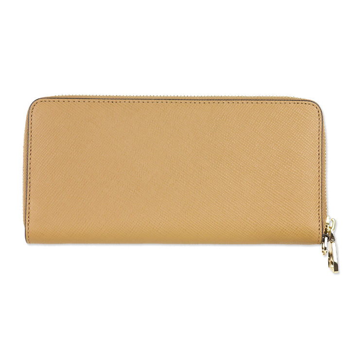 Tory Burch Robinson Tan Leather Zip Continental Wallet