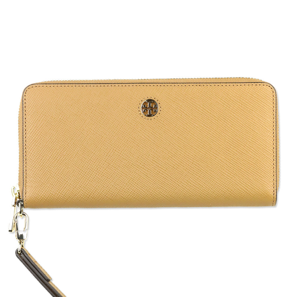 Tory Burch Robinson Tan Leather Zip Continental Wallet