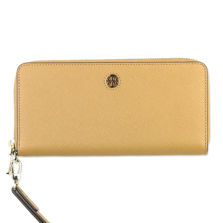 Tory Burch Robinson Tan Leather Zip Continental Wallet