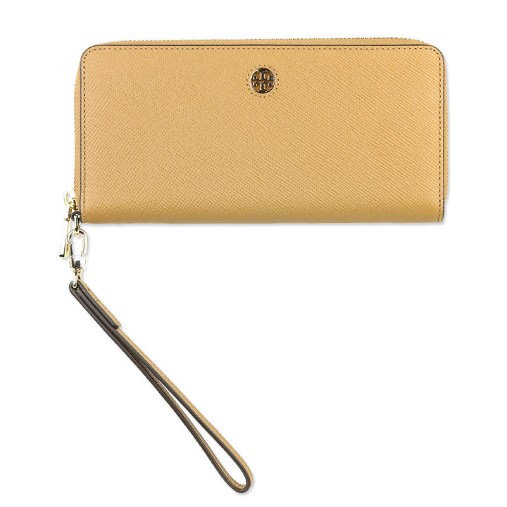 Tory Burch Robinson Tan Leather Zip Continental Wallet