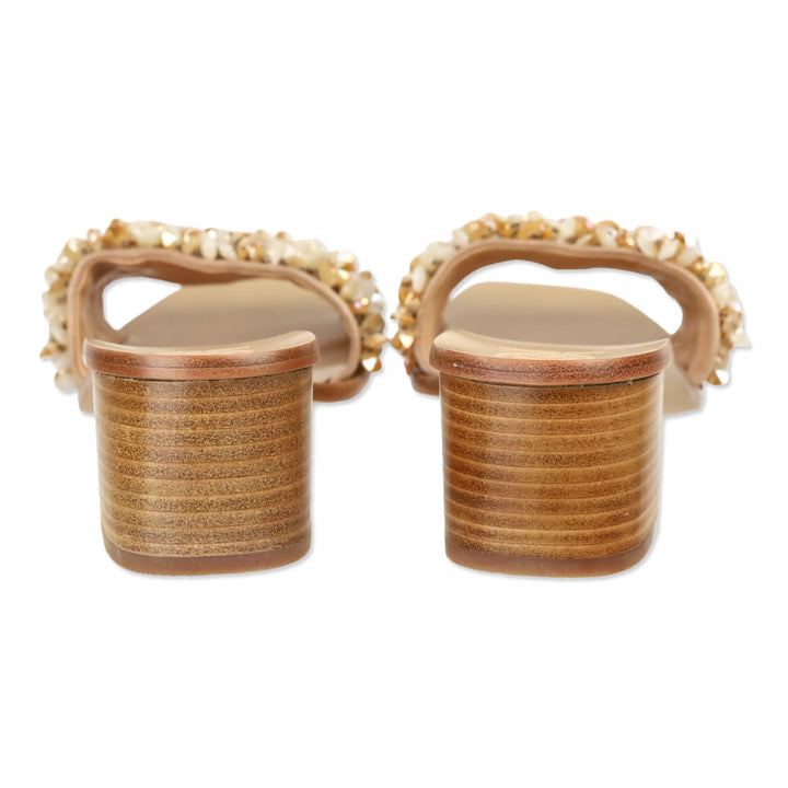 Tory Burch Rose Vachetta Crystal/Satin Logan 45mm Slide