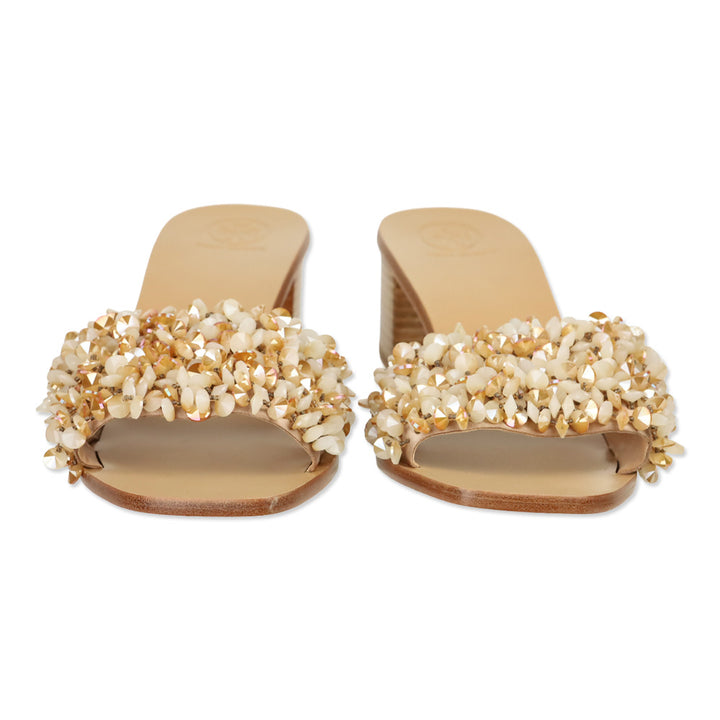 Tory Burch Rose Vachetta Crystal/Satin Logan 45mm Slide