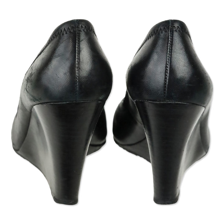Tory Burch Sally Black Leather Wedge Pump